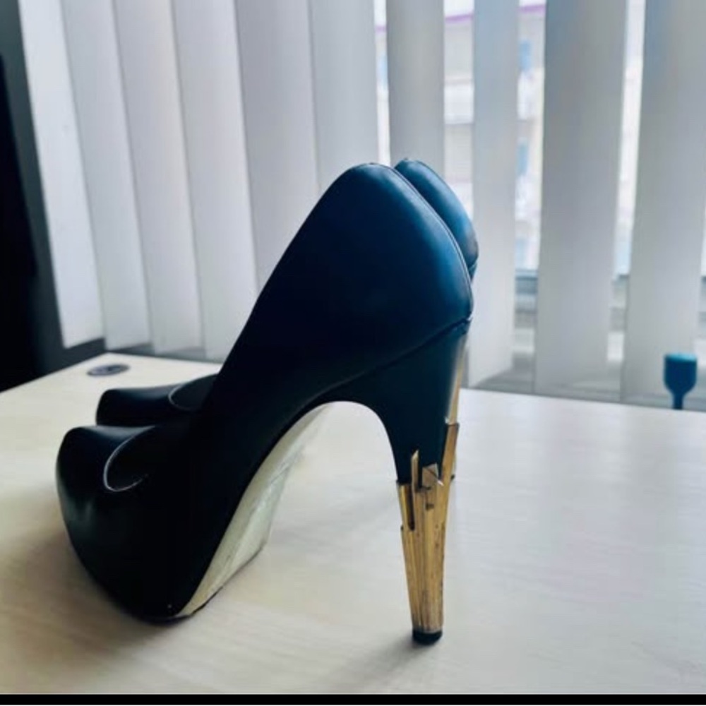 Jason Wu Black Heels with Gold Accents